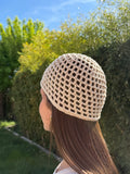 Bonnet crochet beige