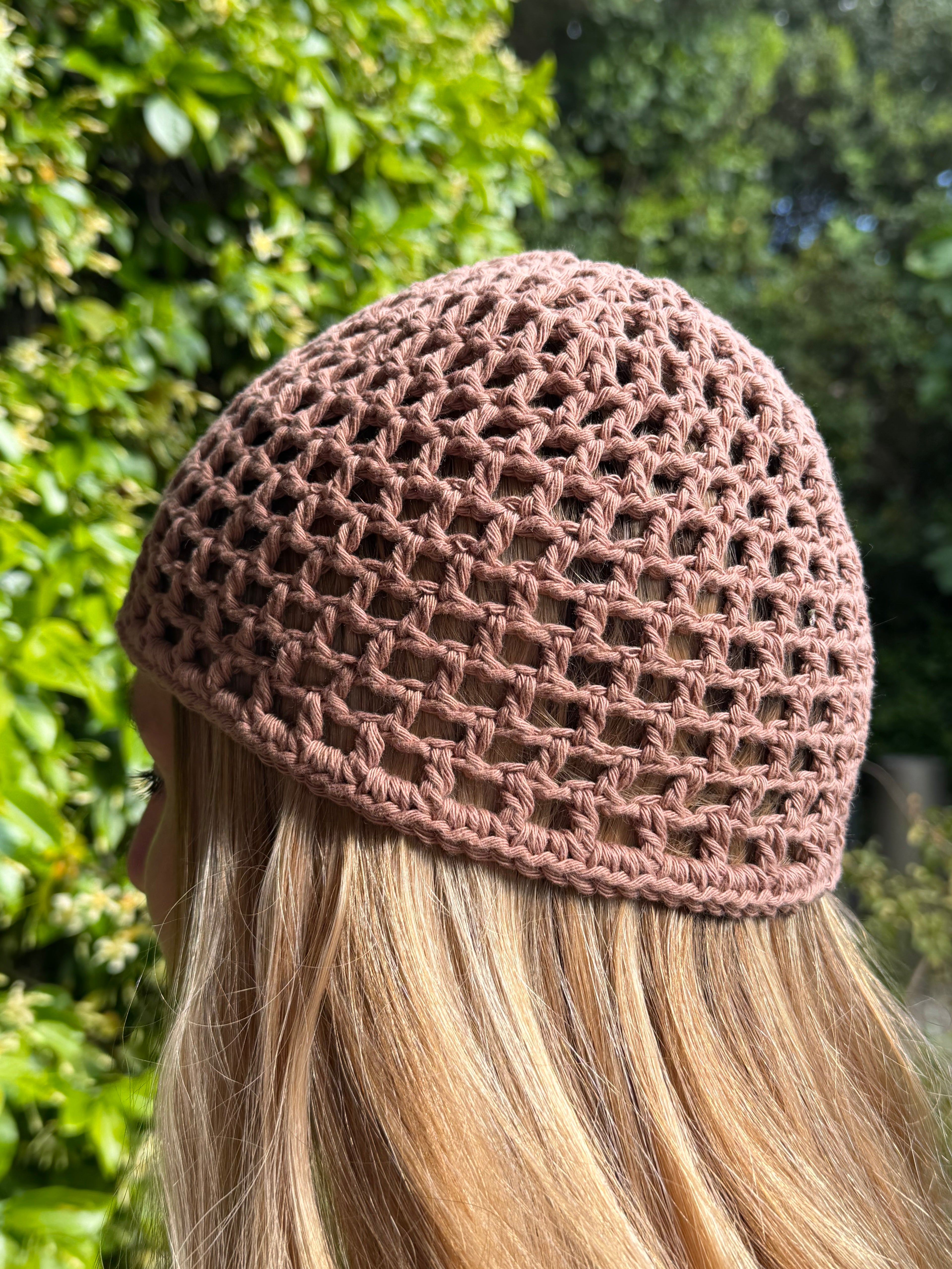 Bonnet crochet marron